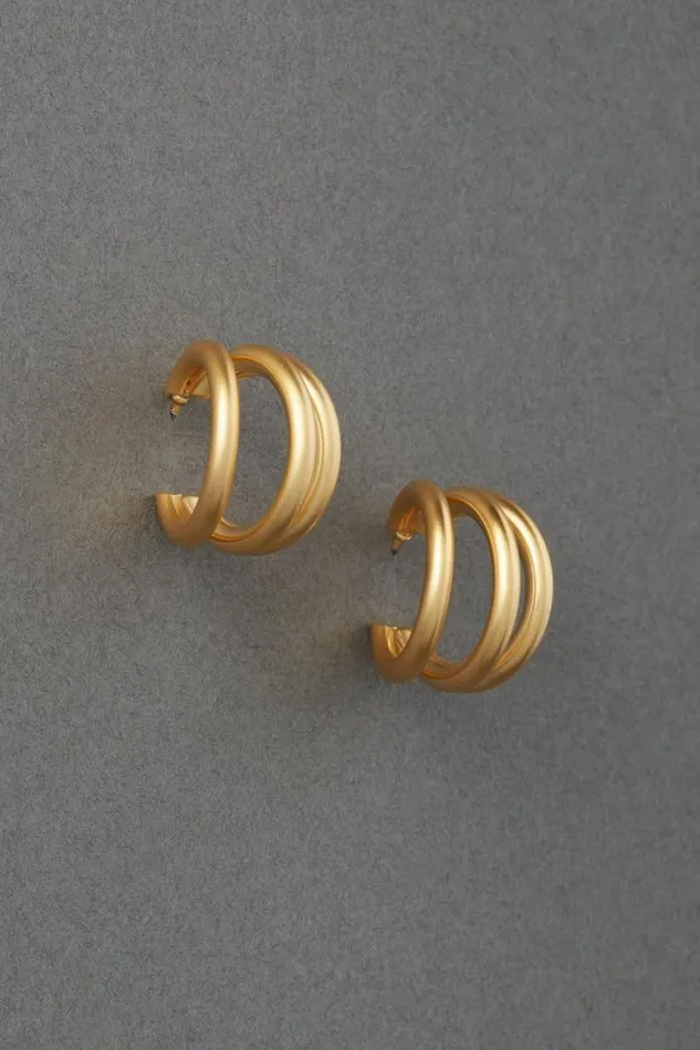Lucky Brand Tri Hoop Earrings Gold Women Jewelry