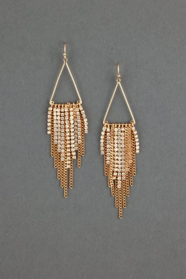 Lucky Brand Triangle Fringe Earring Gold Women Jewelry