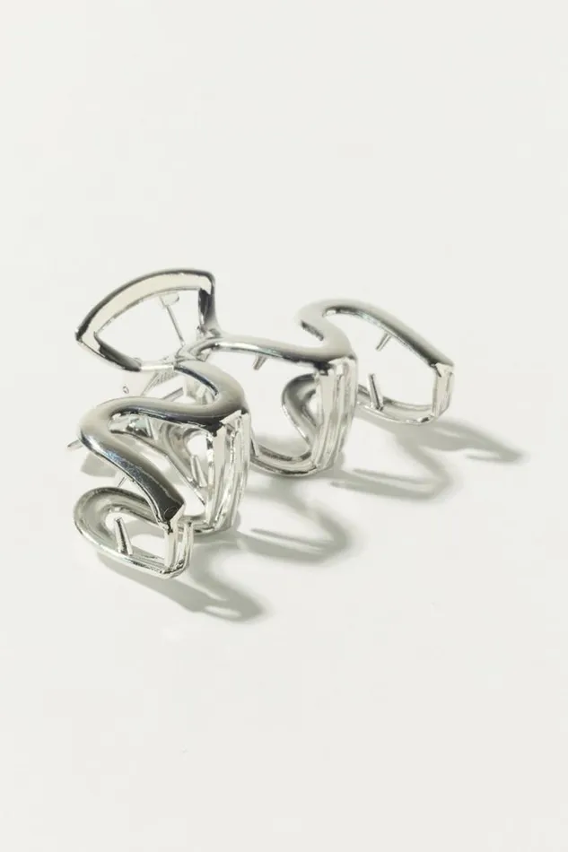Lucky Brand Wavy Metal Claw Silver Women Hair Accessories