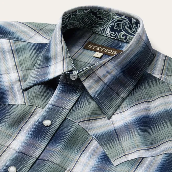 Lucky Diamond Plaid Western Shirt Green Men Stetson Classic Cut