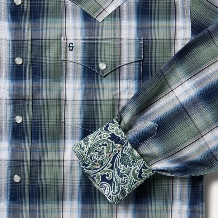 Lucky Diamond Plaid Western Shirt Green Men Stetson Classic Cut