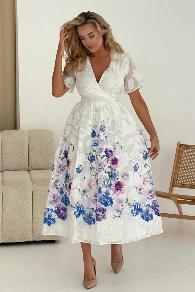 Lucy Printed Burnout Midi Dress Women Girl In Mind Skater Dresses