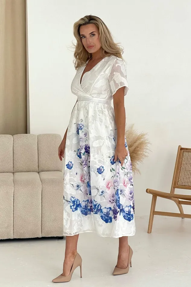 Lucy Printed Burnout Midi Dress Women Girl In Mind Skater Dresses