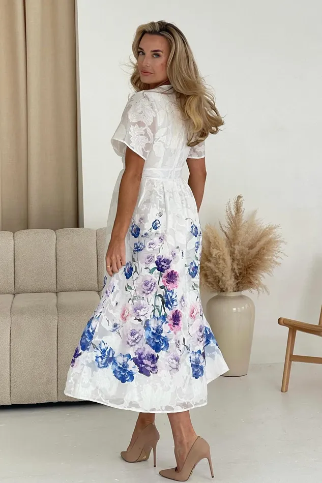 Lucy Printed Burnout Midi Dress Women Girl In Mind Skater Dresses