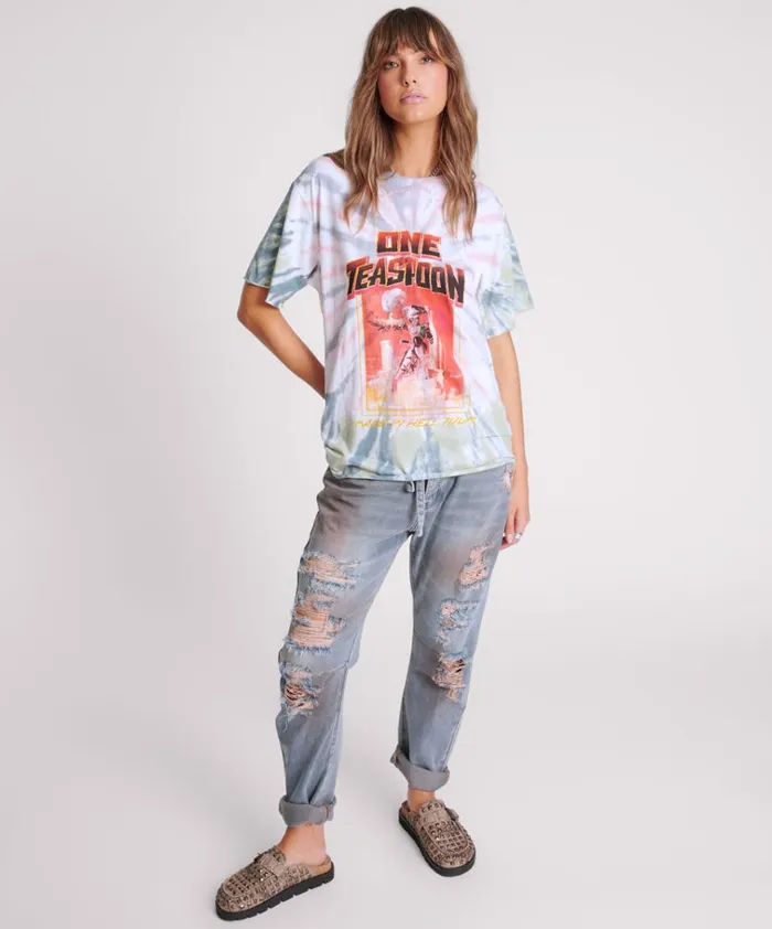MADE IN HELL TIE DYE OVERSIZED TEE Women One Teaspoon Tees and Tanks