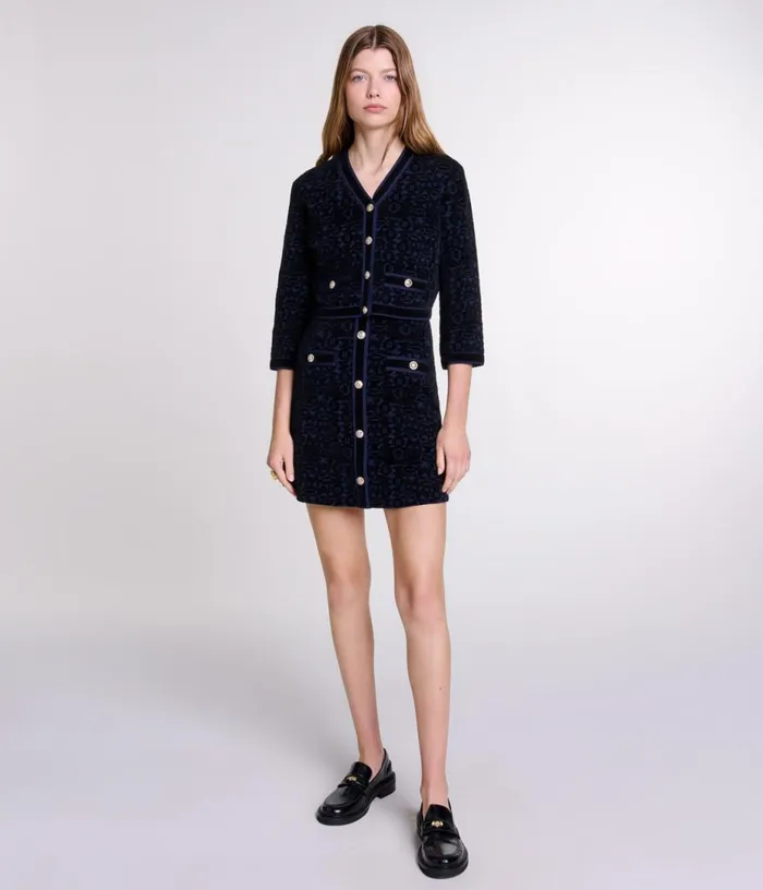 Maje 2in1 Velvet Knit Dress Women Dresses