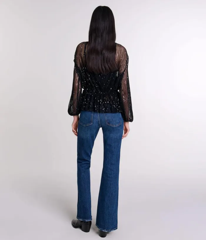 Maje Belted Sequin Shirt Women Tops and Shirts