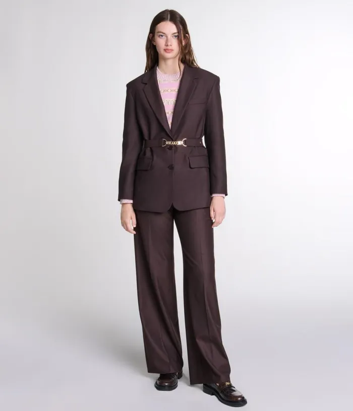 Maje Belted Suit Jacket Women Blazers and Jackets