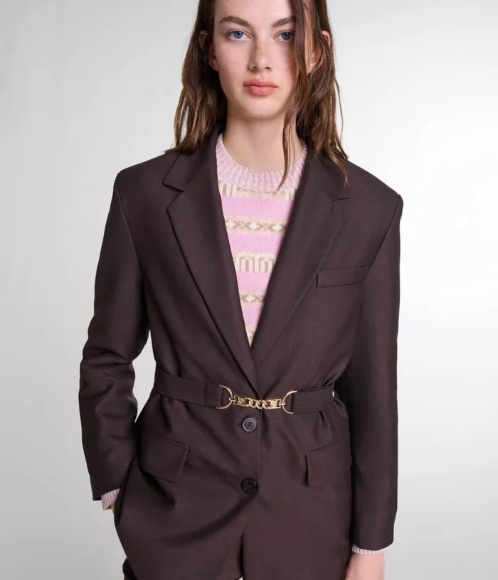 Maje Belted Suit Jacket Women Blazers and Jackets