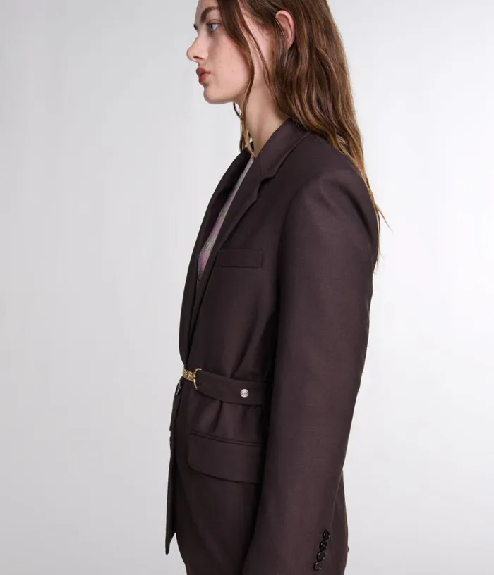 Maje Belted Suit Jacket Women Blazers and Jackets