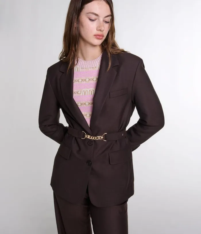 Maje Belted Suit Jacket Women Blazers and Jackets