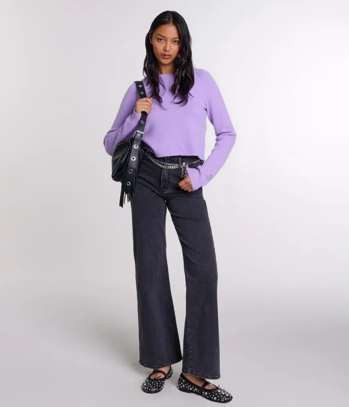 Maje Black Belted Baggy Jeans Women Pants and Jeans