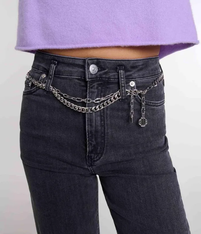 Maje Black Belted Baggy Jeans Women Pants and Jeans