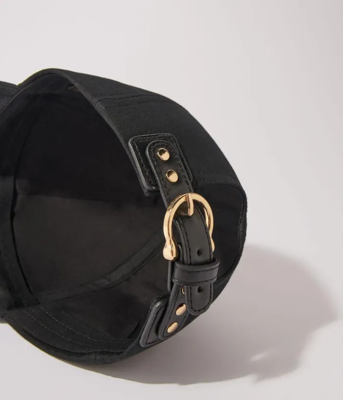 Maje Cotton Cap With Goldtone Buckle Women Hats