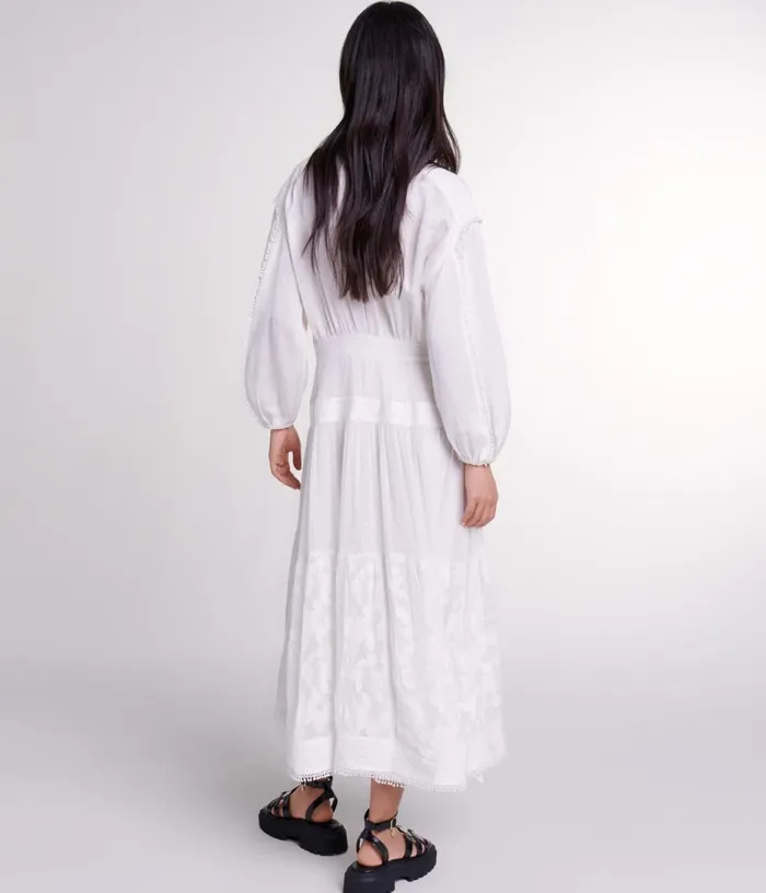 Maje Cotton Patchwork Maxi Dress Women Dresses