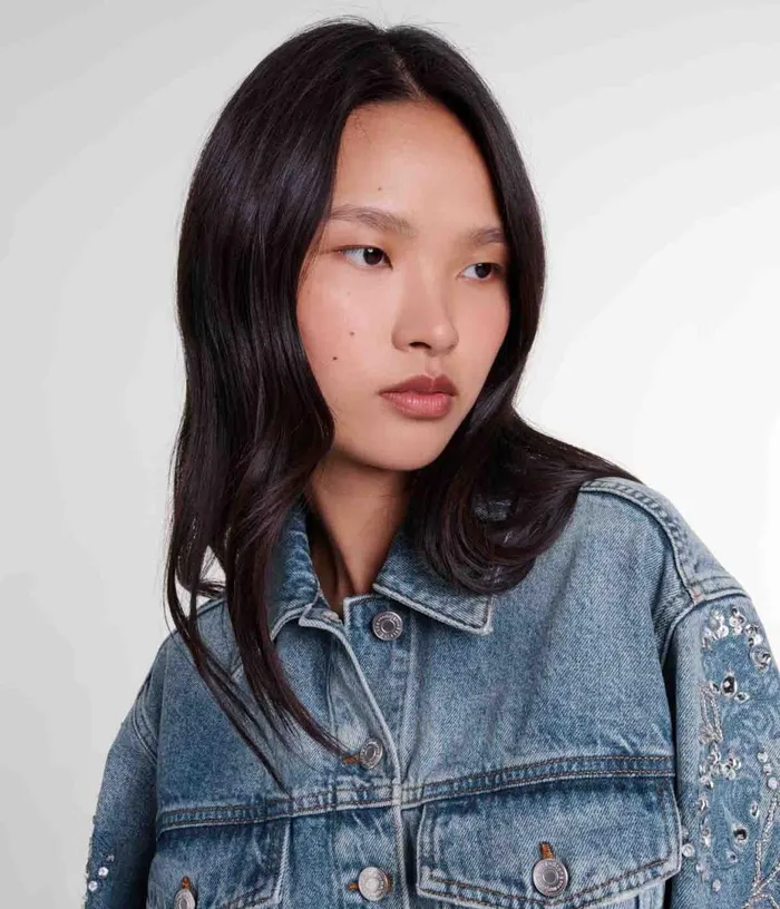 Maje Embroidered Denim Jacket Women Blazers and Jackets