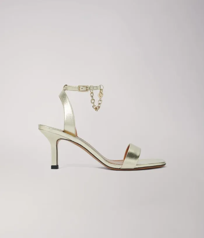 Maje Gold Metallic Leather Sandals Women Pumps and Sandals