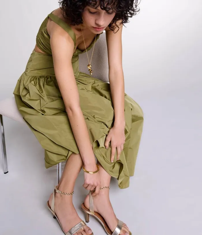 Maje Gold Metallic Leather Sandals Women Pumps and Sandals