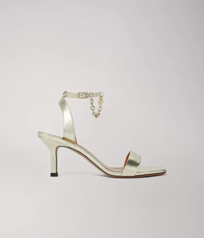 Maje Gold Metallic Leather Sandals Women Pumps and Sandals