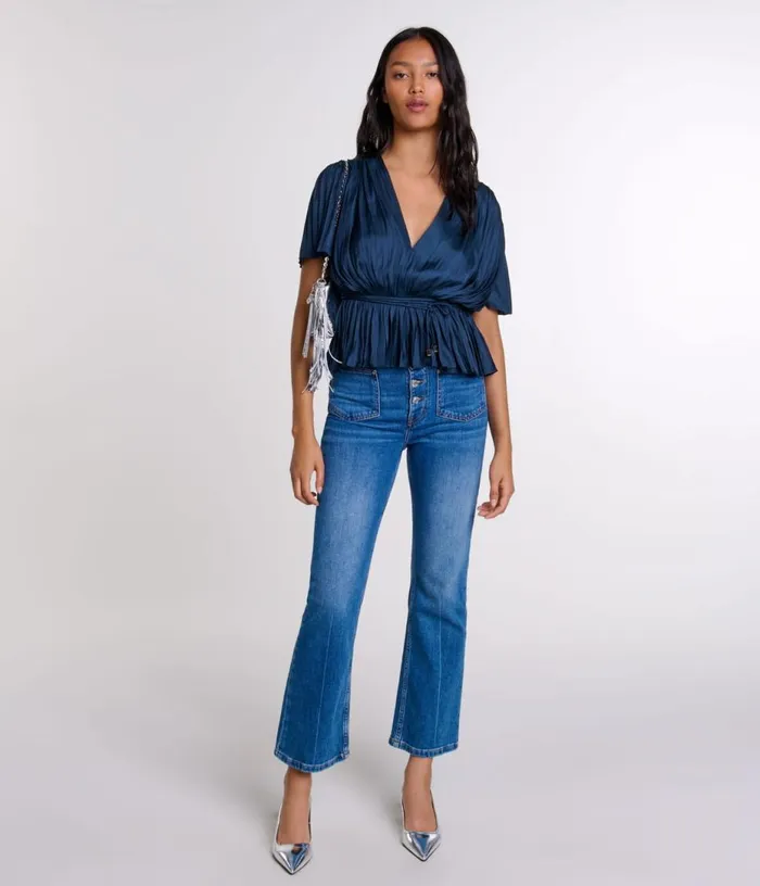 Maje Pleated Shortsleeved Top Women Tops and Shirts