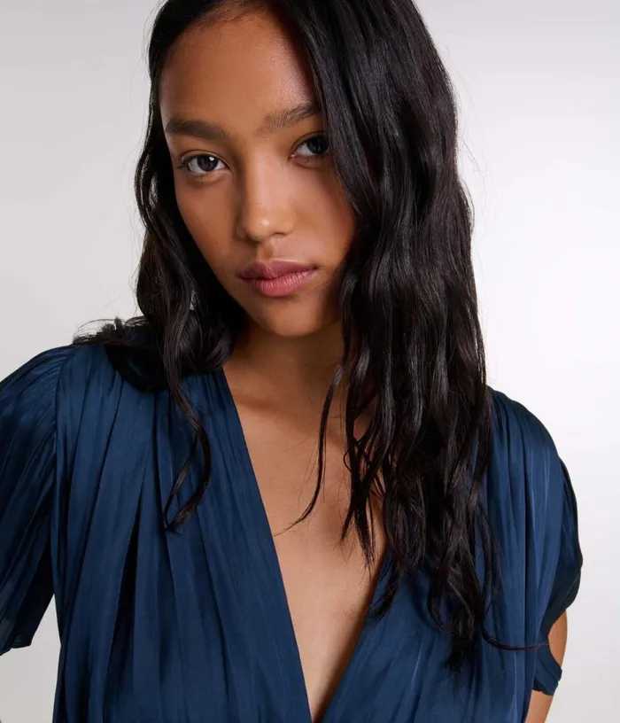 Maje Pleated Shortsleeved Top Women Tops and Shirts