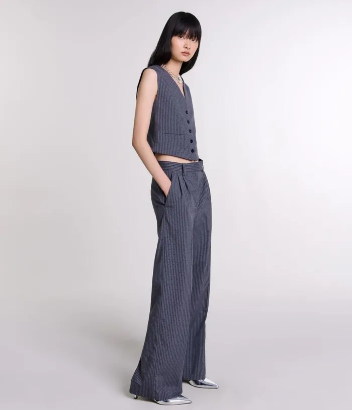 Maje Rhinestone Suit Trousers Women Pants and Jeans