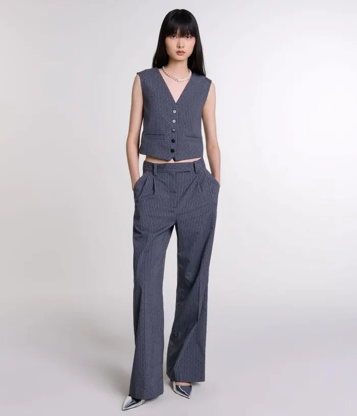 Maje Rhinestone Suit Trousers Women Pants and Jeans
