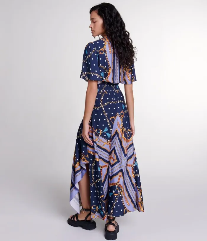 Maje Satinlook Patterned Maxi Dress Women Dresses