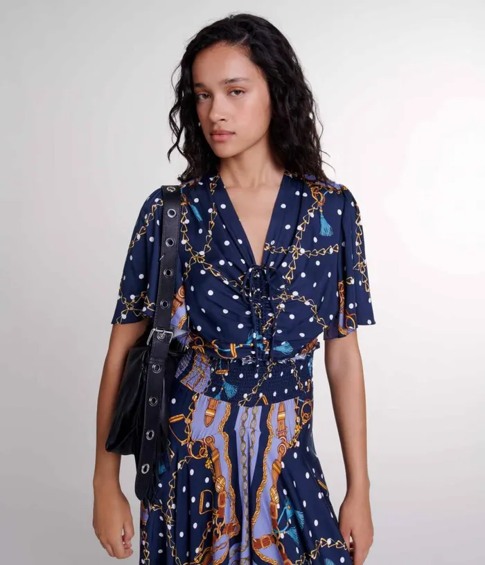 Maje Satinlook Patterned Maxi Dress Women Dresses