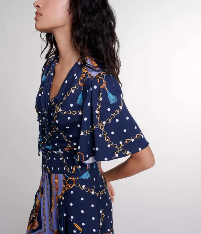 Maje Satinlook Patterned Maxi Dress Women Dresses