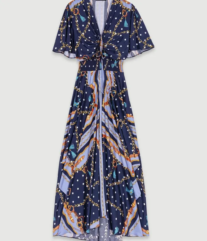 Maje Satinlook Patterned Maxi Dress Women Dresses