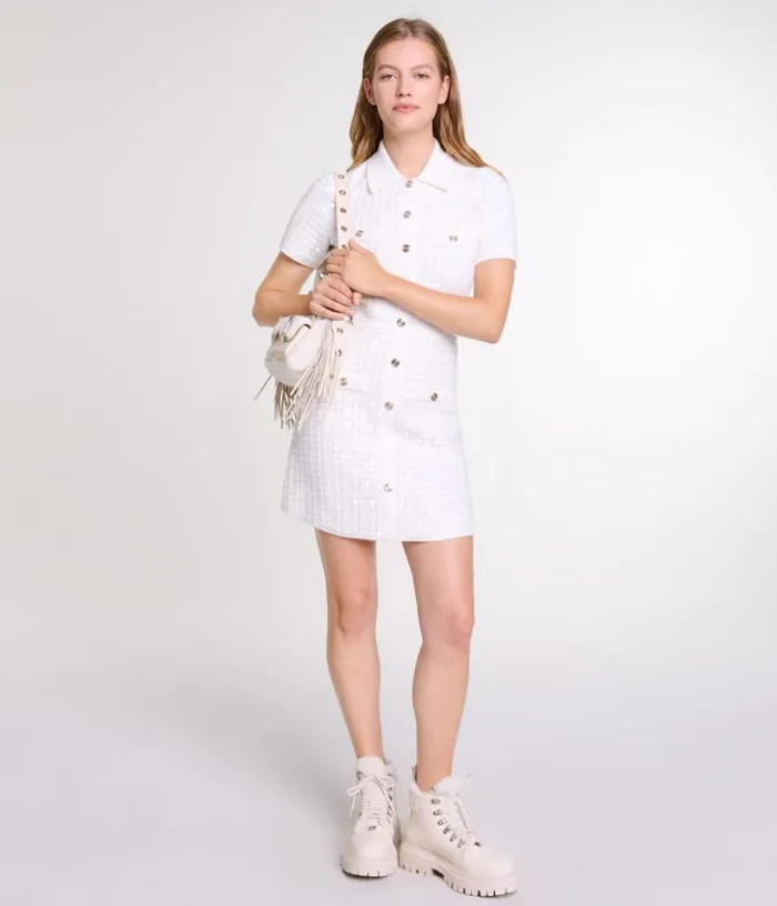 Maje Sequin Knit Short Dress Women Dresses
