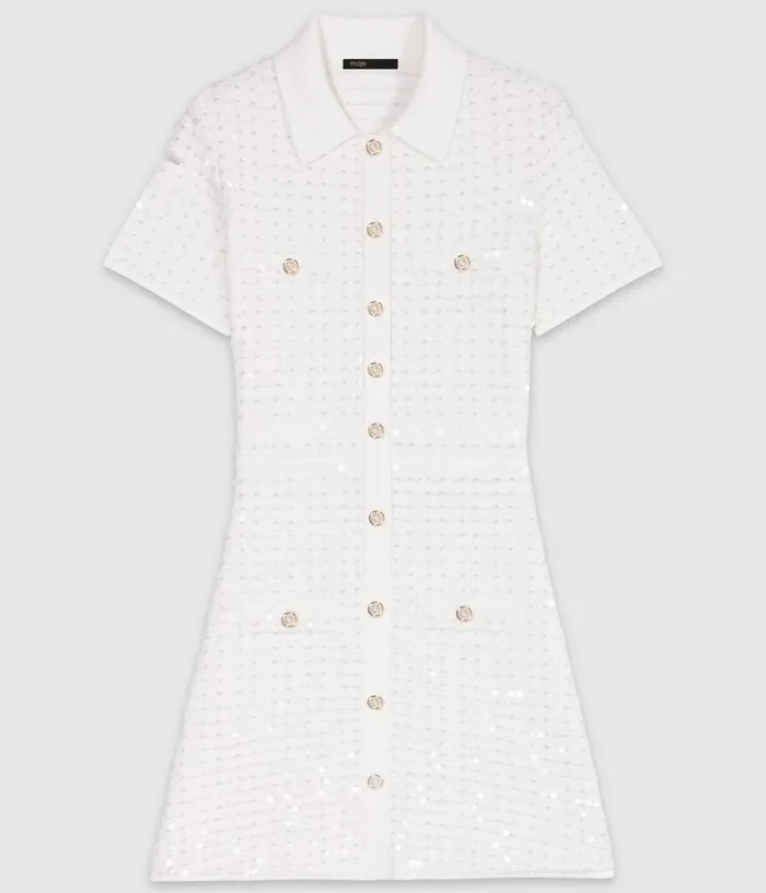 Maje Sequin Knit Short Dress Women Dresses
