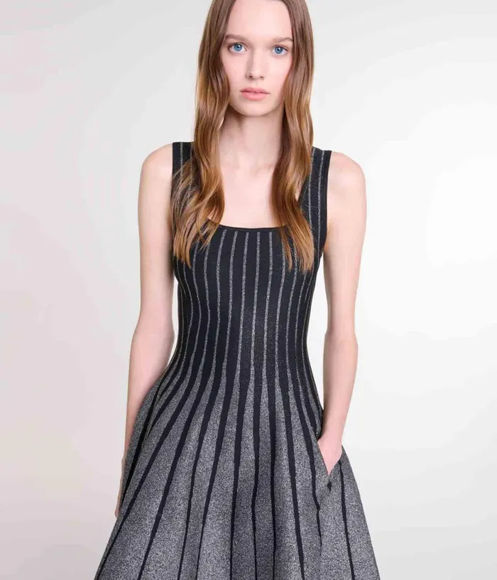 Maje Short Jacquard Knit Dress Women Dresses