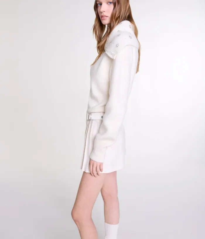 Maje Short Pleated Tweed Skirt Women Skirts and Shorts