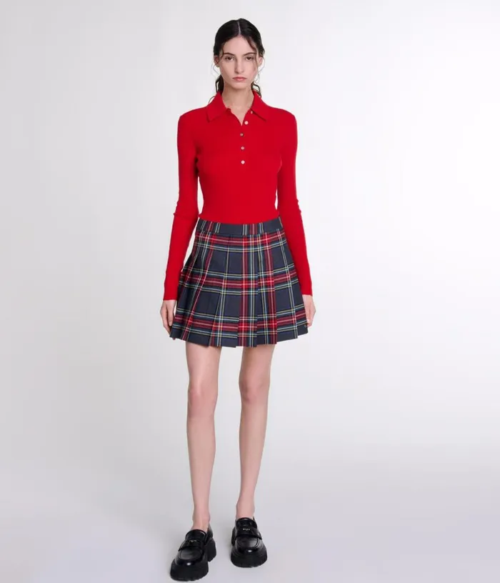 Maje Short Tartan Print Skirt Women Skirts and Shorts