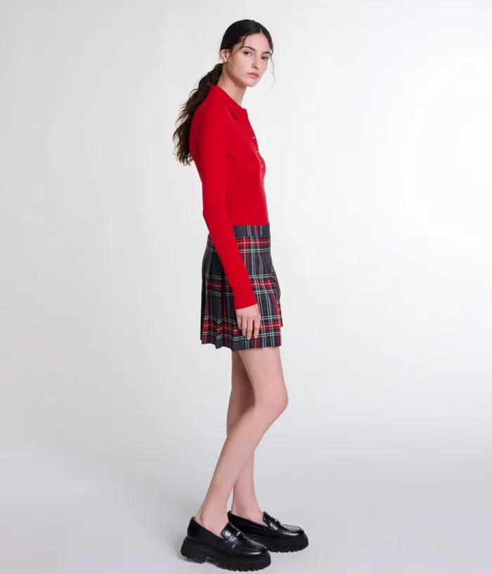 Maje Short Tartan Print Skirt Women Skirts and Shorts