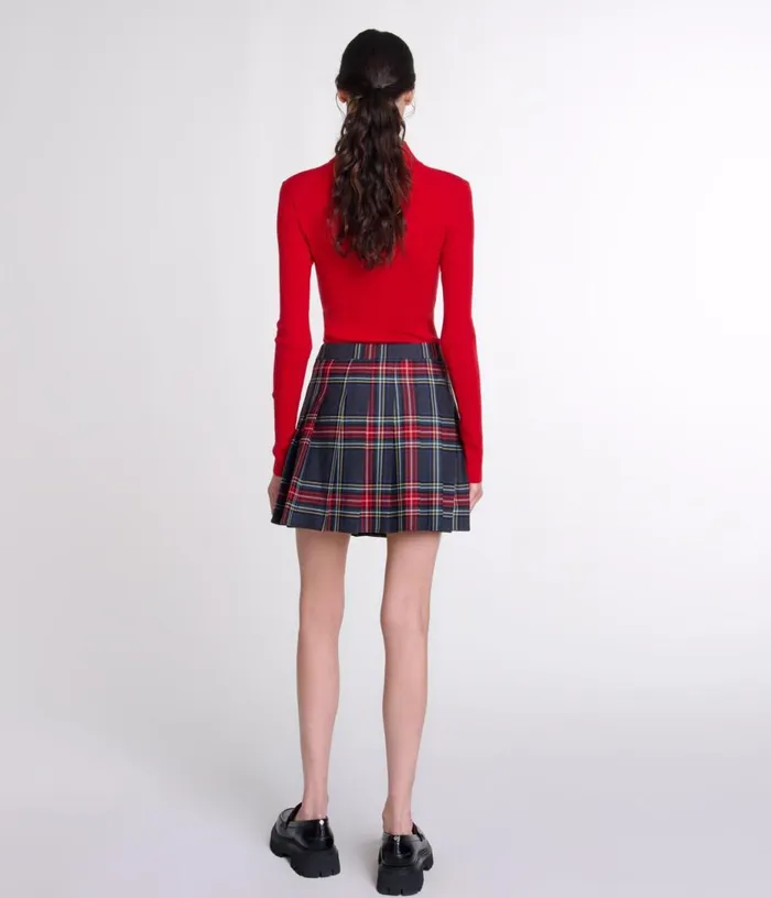 Maje Short Tartan Print Skirt Women Skirts and Shorts