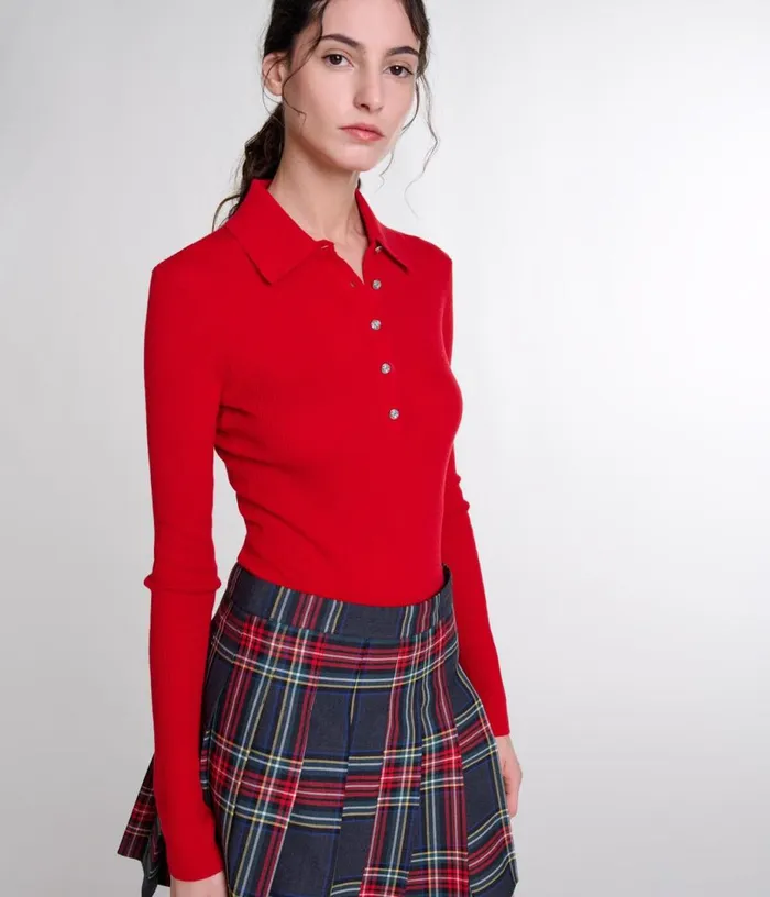 Maje Short Tartan Print Skirt Women Skirts and Shorts