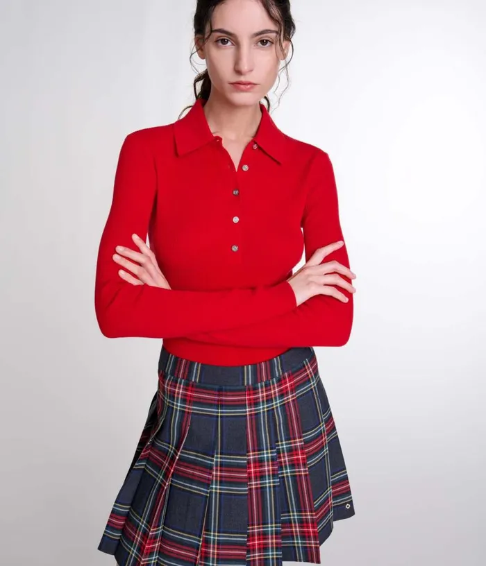 Maje Short Tartan Print Skirt Women Skirts and Shorts