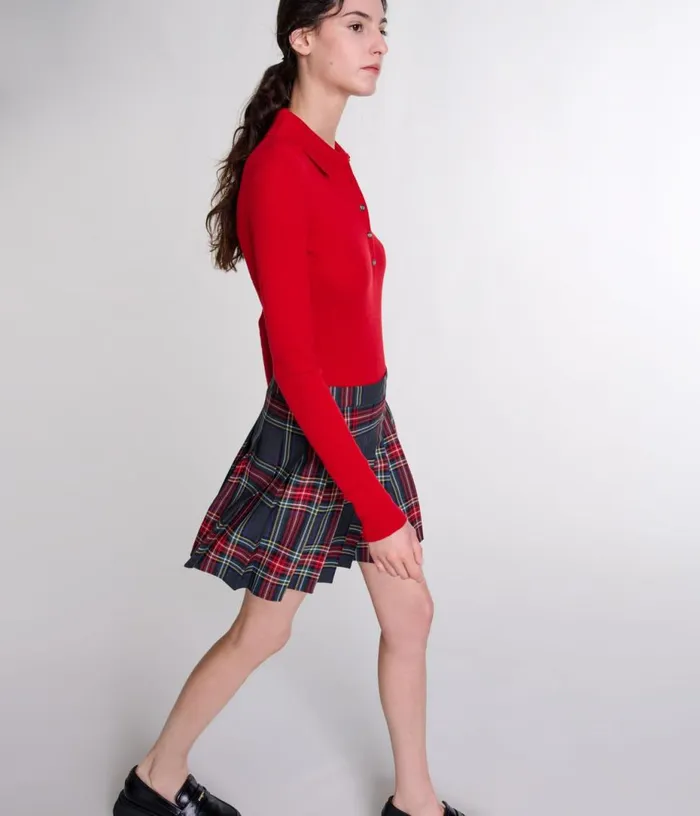 Maje Short Tartan Print Skirt Women Skirts and Shorts