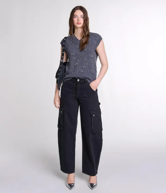 Maje Sleeveless Sequin Jumper Women Sweaters and Cardigans