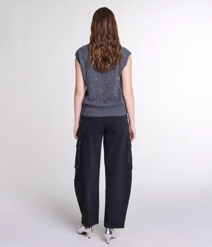 Maje Sleeveless Sequin Jumper Women Sweaters and Cardigans
