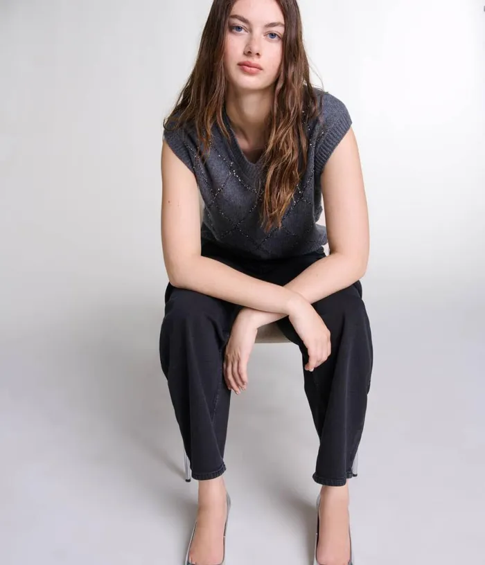Maje Sleeveless Sequin Jumper Women Sweaters and Cardigans