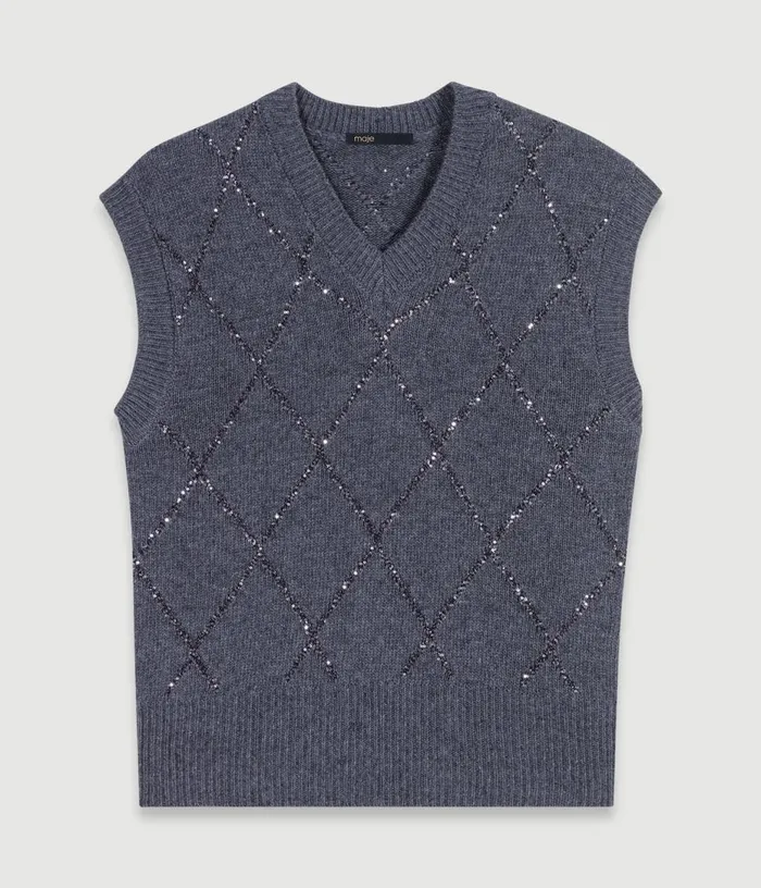 Maje Sleeveless Sequin Jumper Women Sweaters and Cardigans