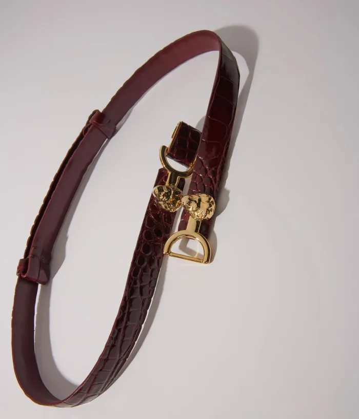 Maje Thin Leather Belt With Lion Bit Women Belts