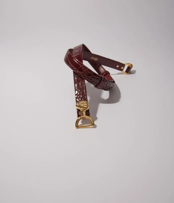 Maje Thin Leather Belt With Lion Bit Women Belts