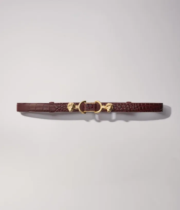Maje Thin Leather Belt With Lion Bit Women Belts