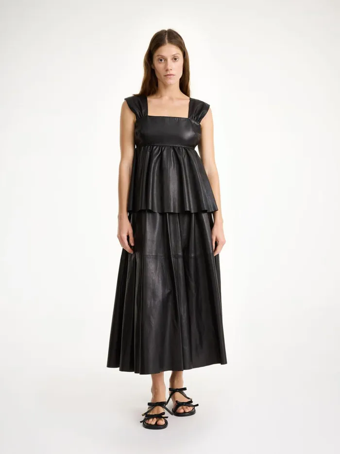Marcie Leather Top Black Women By Malene Birger Tops and Blouses