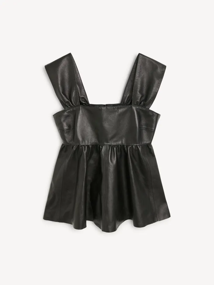 Marcie Leather Top Black Women By Malene Birger Tops and Blouses